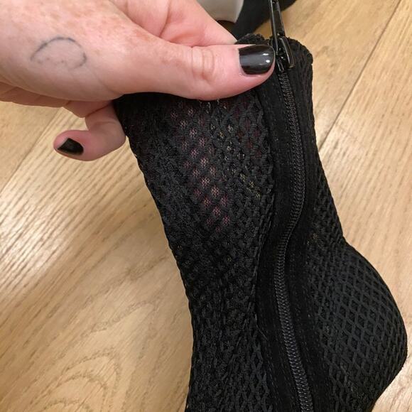 LF X Jeffrey Campbell Vedette Mesh High Heel Sock Booties in Black - Picture 4 of 7